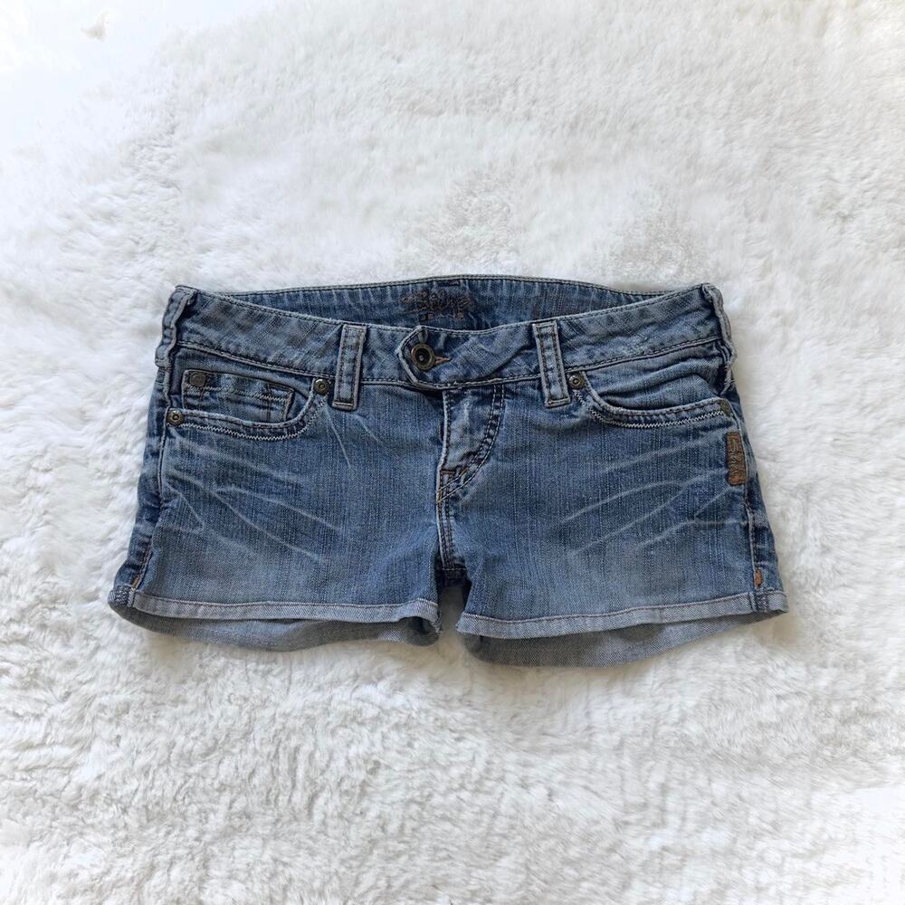 Vintage Y2K 2000s Silver Jeans Light Wash Low Rise Grunge Mcbling Cuffed Size 27
